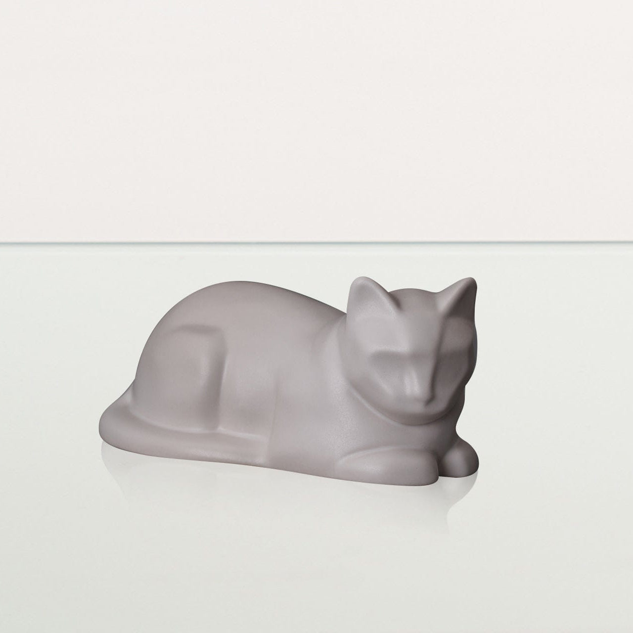 Lying Cat Mini Urn for Ashes in Matte White