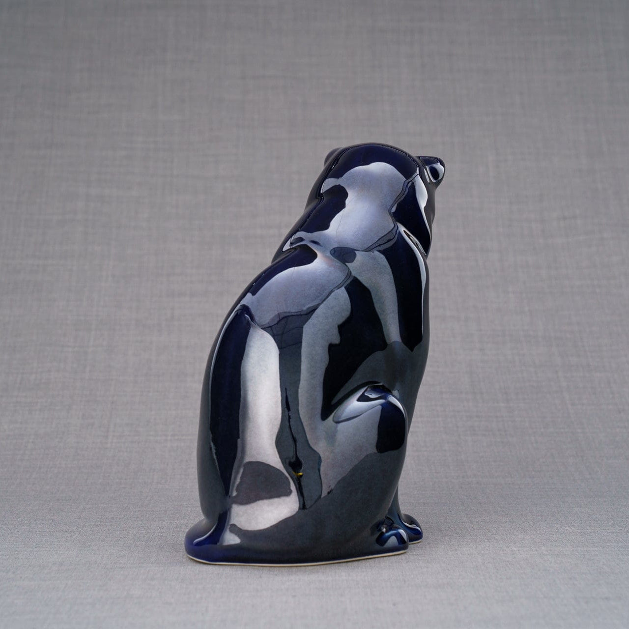 Sitting Cat Urn for Ashes in Metallic Blue