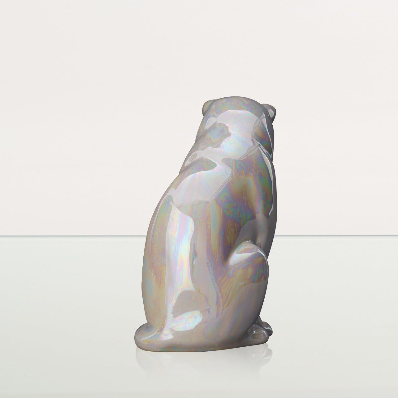 Sitting Cat Pet Urn for Ashes in Pearlescent White