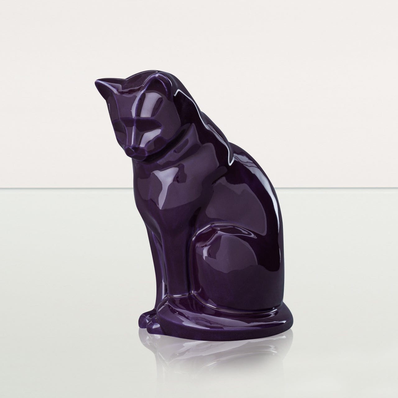 Sitting Cat Pet Urn for Ashes in Purple