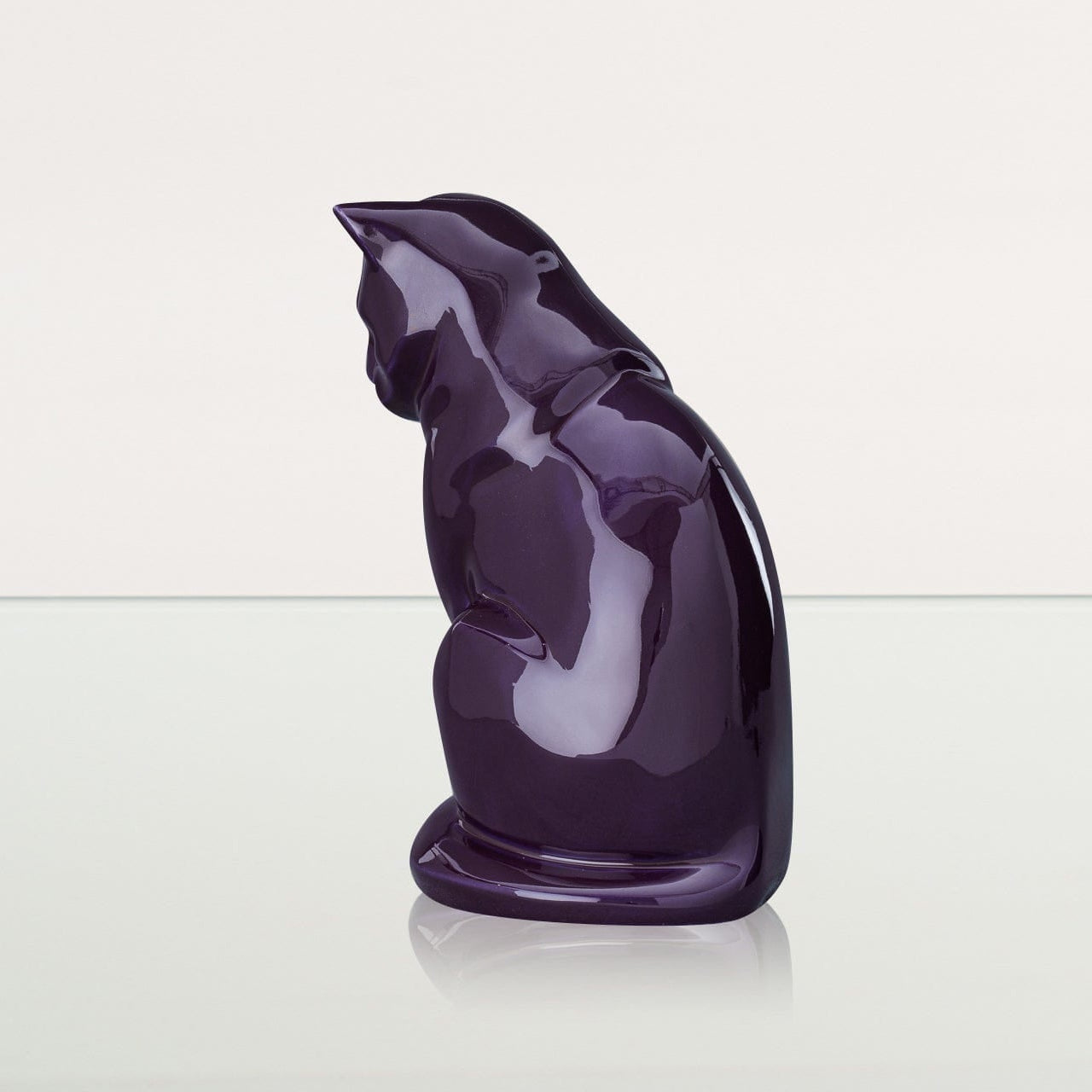 Sitting Cat Pet Urn for Ashes in Purple