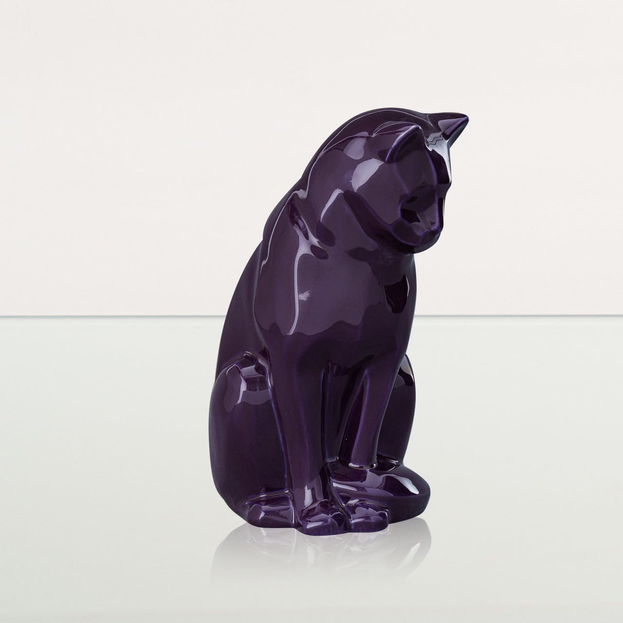 Sitting Cat Pet Urn for Ashes in Purple