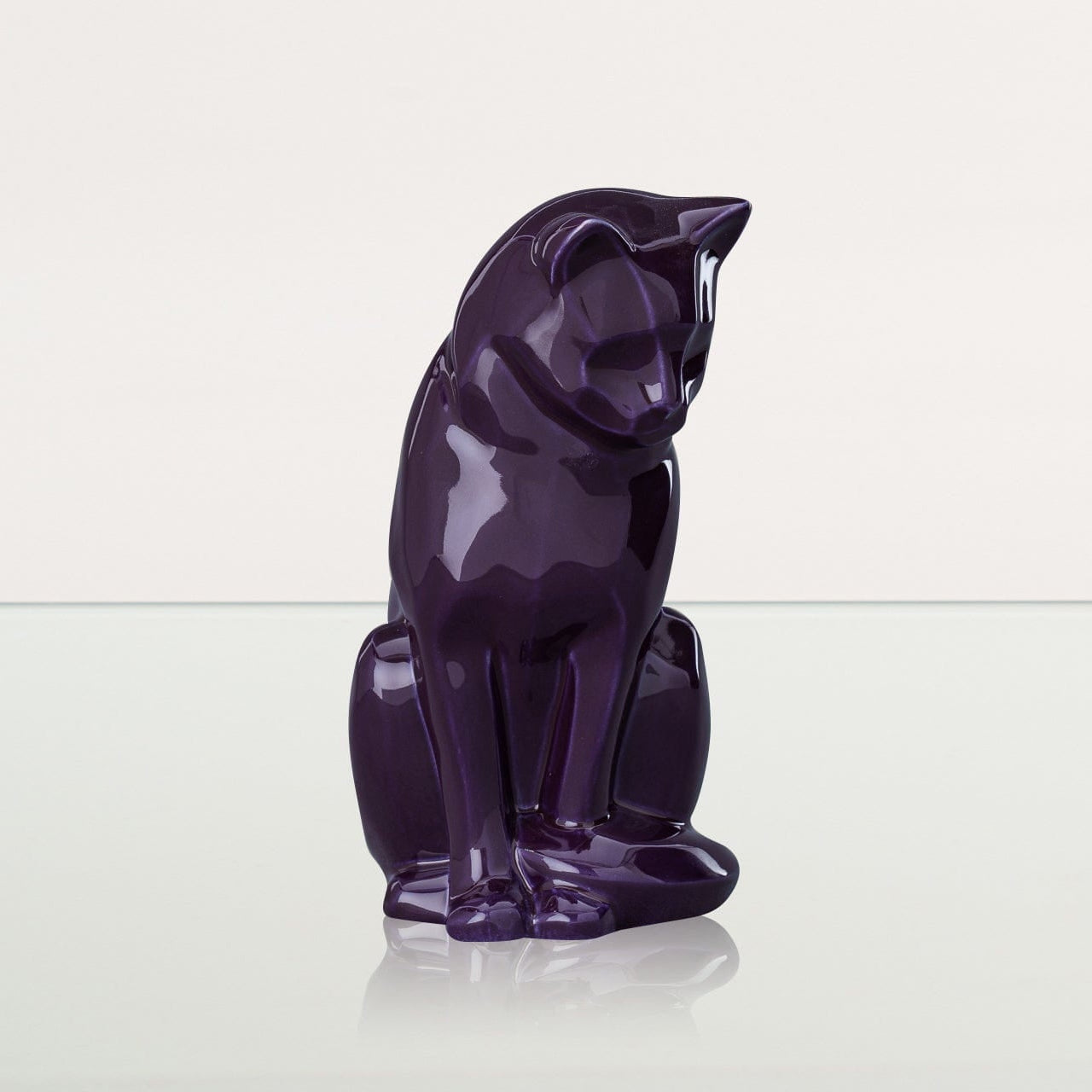 Sitting Cat Pet Urn for Ashes in Purple