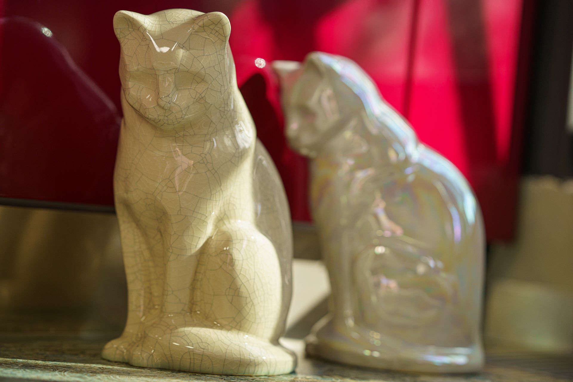 Sitting Cat Pet Urn for Ashes in White