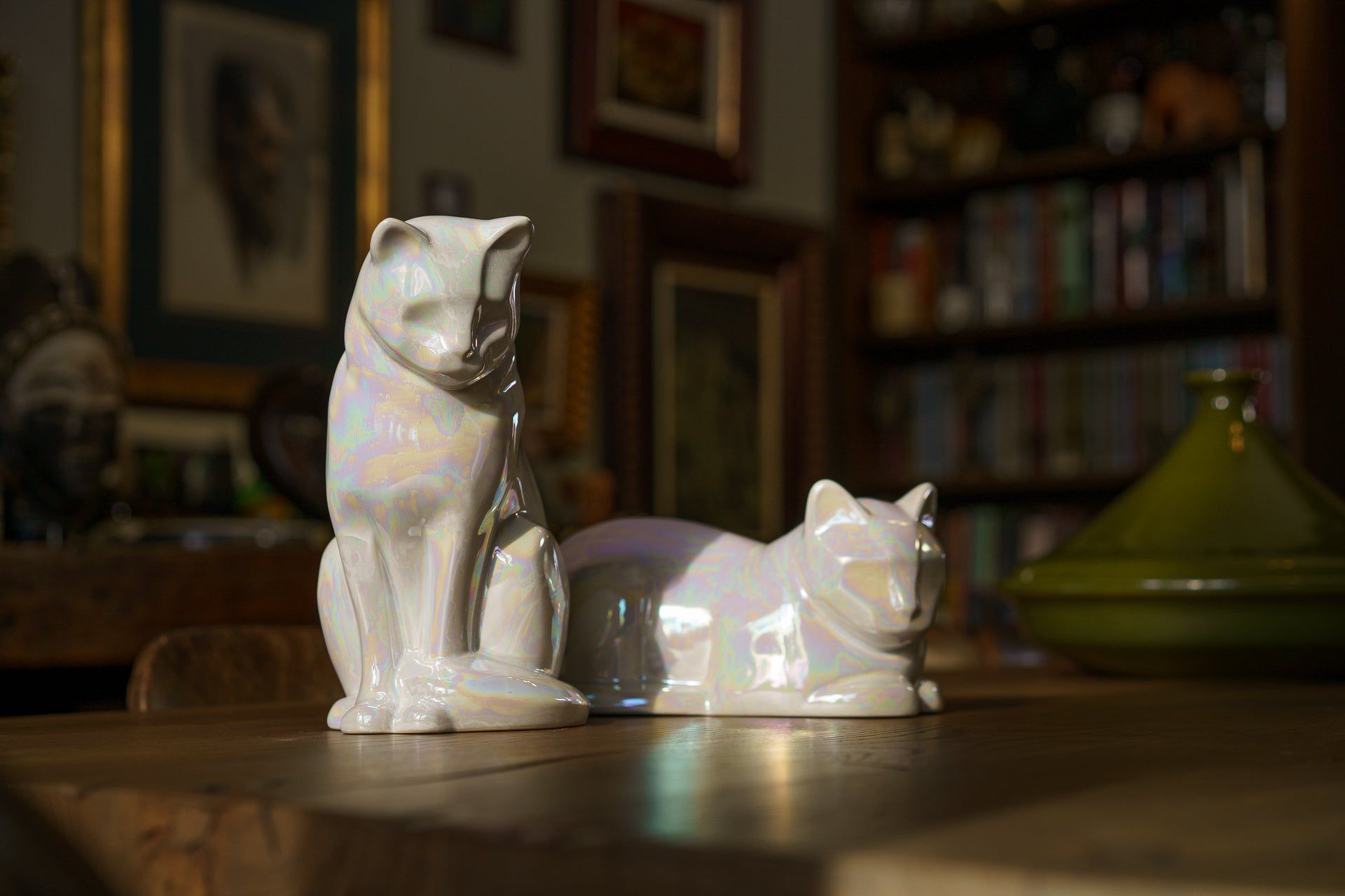Sitting Cat Pet Urn for Ashes in White