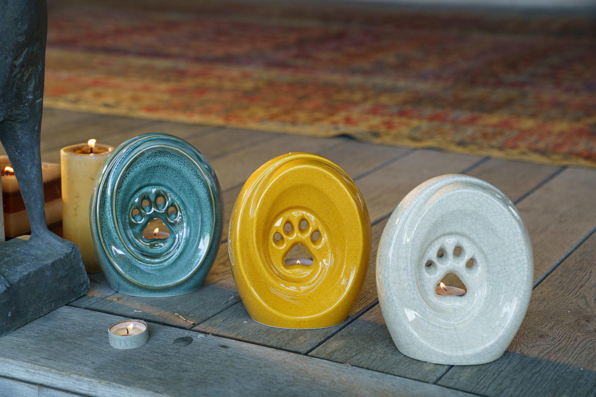 Paw Pet Urn for Ashes in Amber Yellow