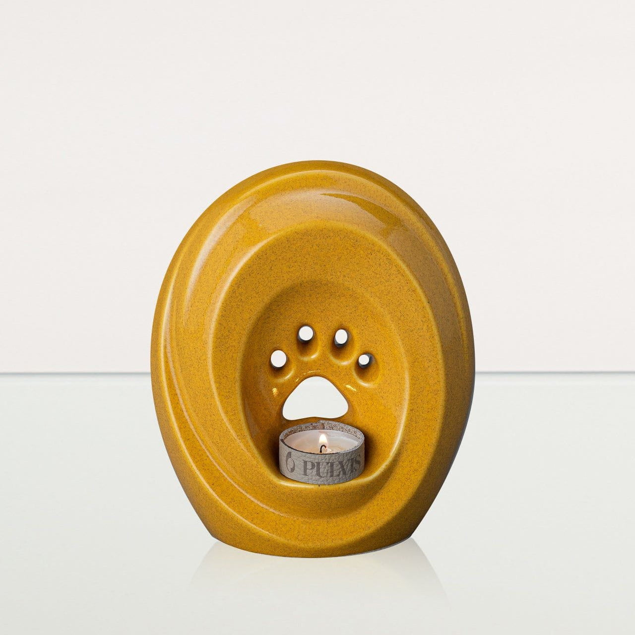 Paw Pet Urn for Ashes in Amber Yellow