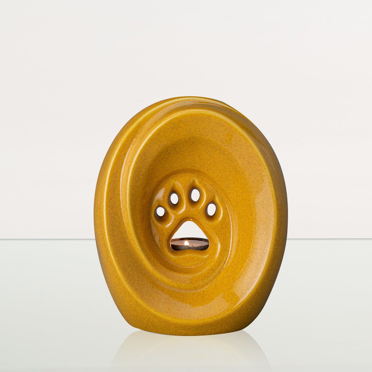 Paw Pet Urn for Ashes in Amber Yellow