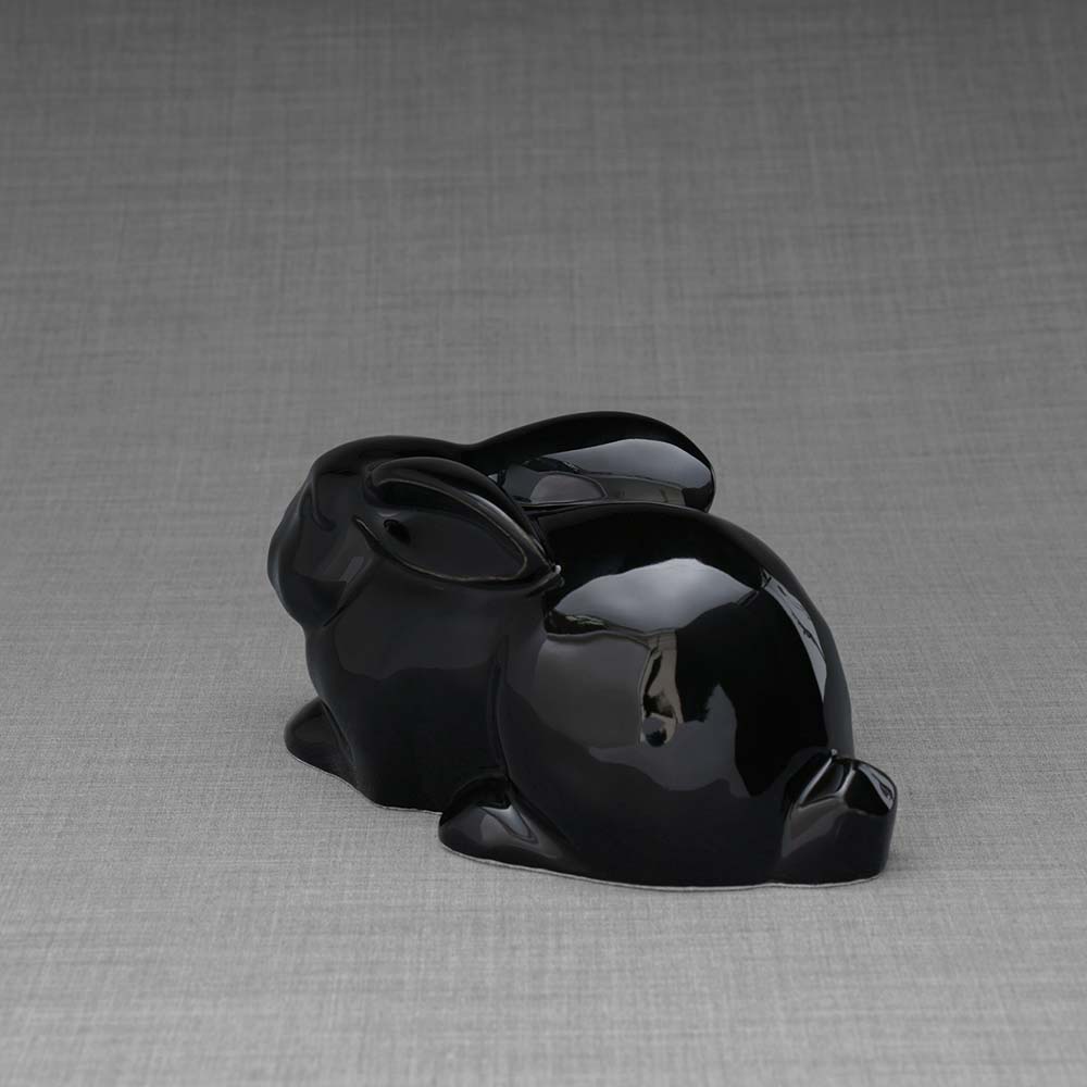 Rabbit Urn For Ashes Glossy Black Left