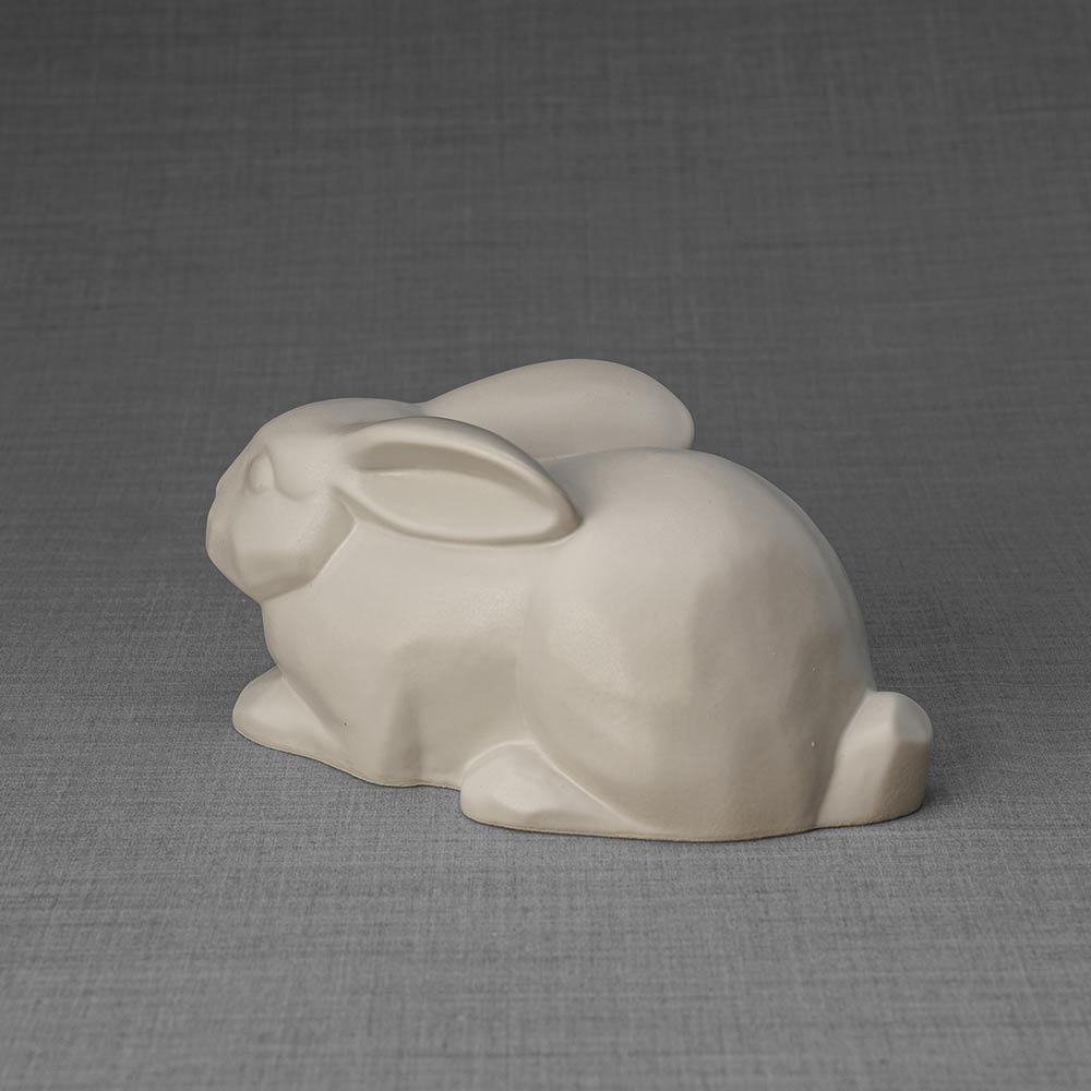 Rabbit Urn For Ashes Matte White Back Left