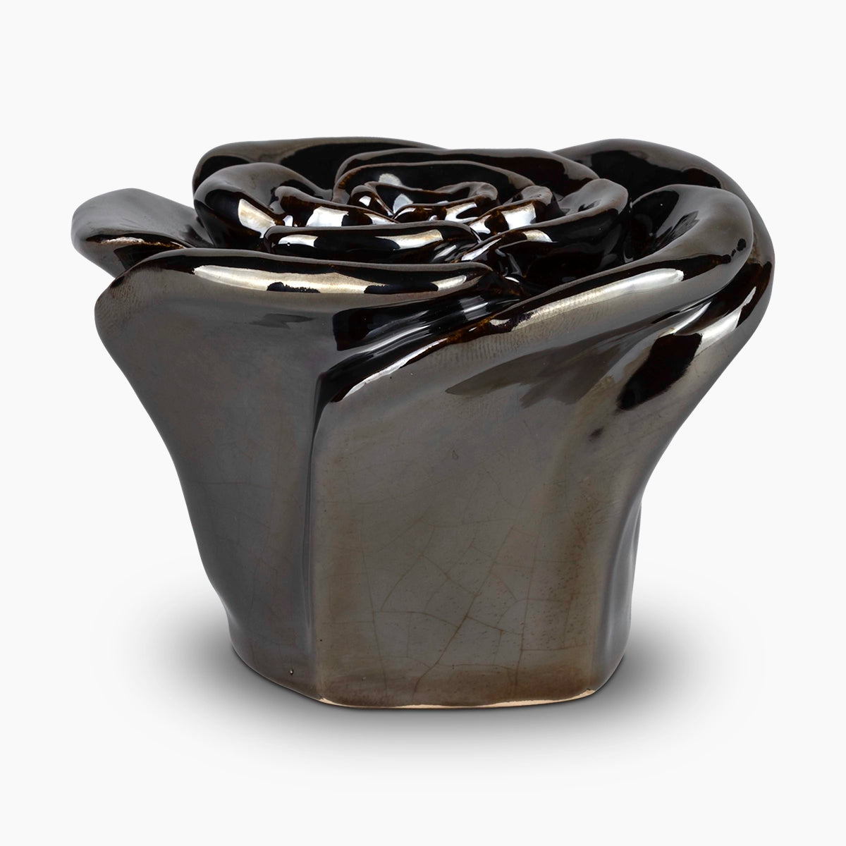 rose keepsake urn for ashes in black side view
