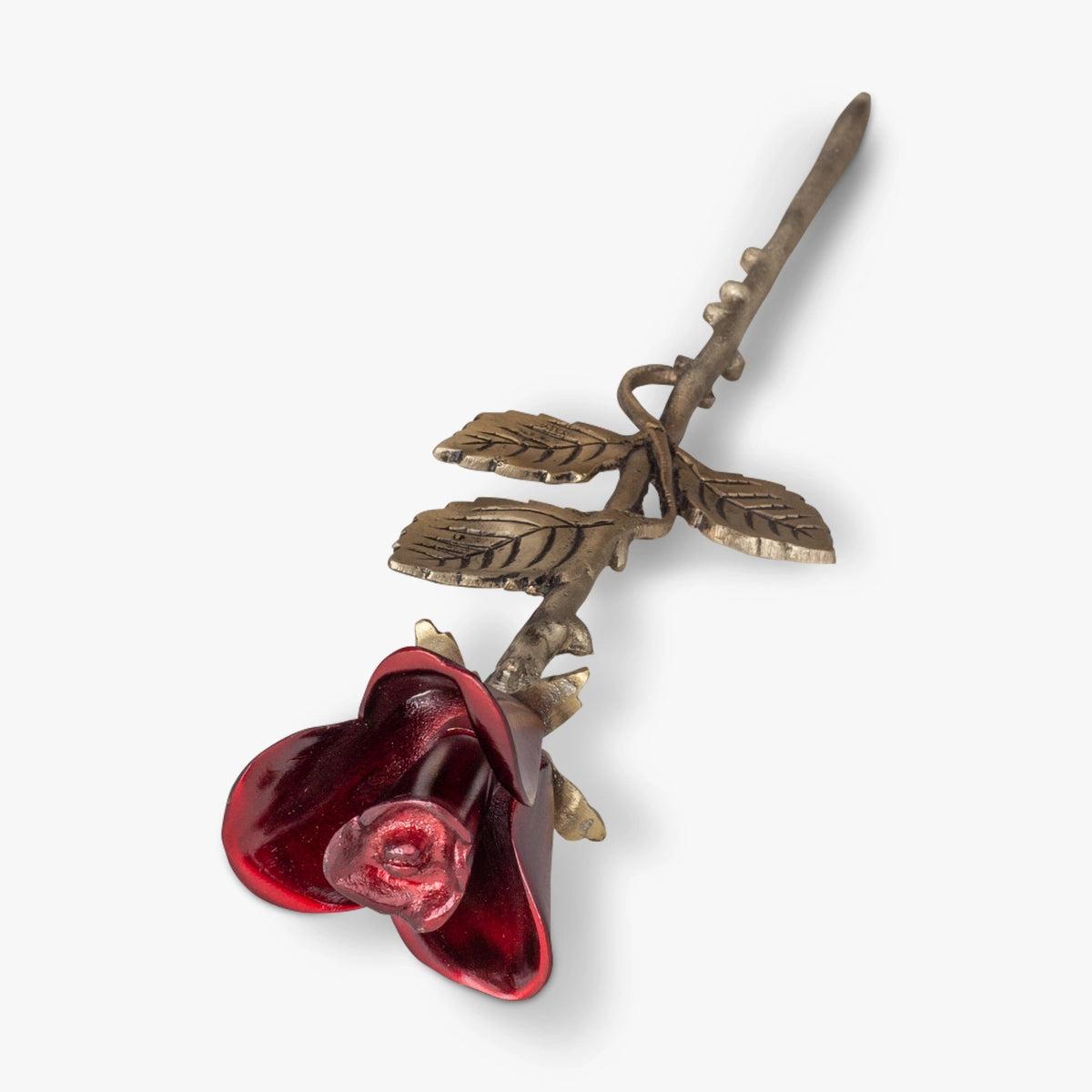 rose keepsake urn for ashes in red and bronze