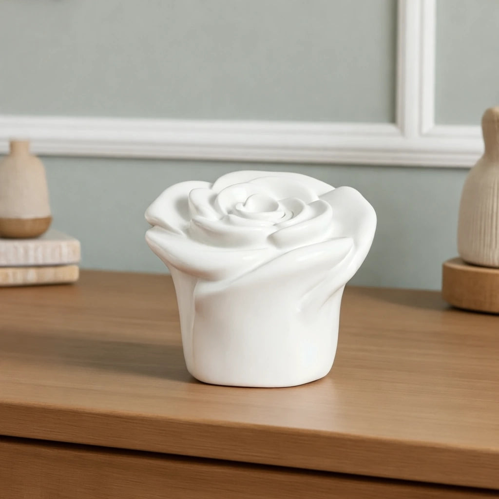 Rose Keepsake Urn for Ashes in White