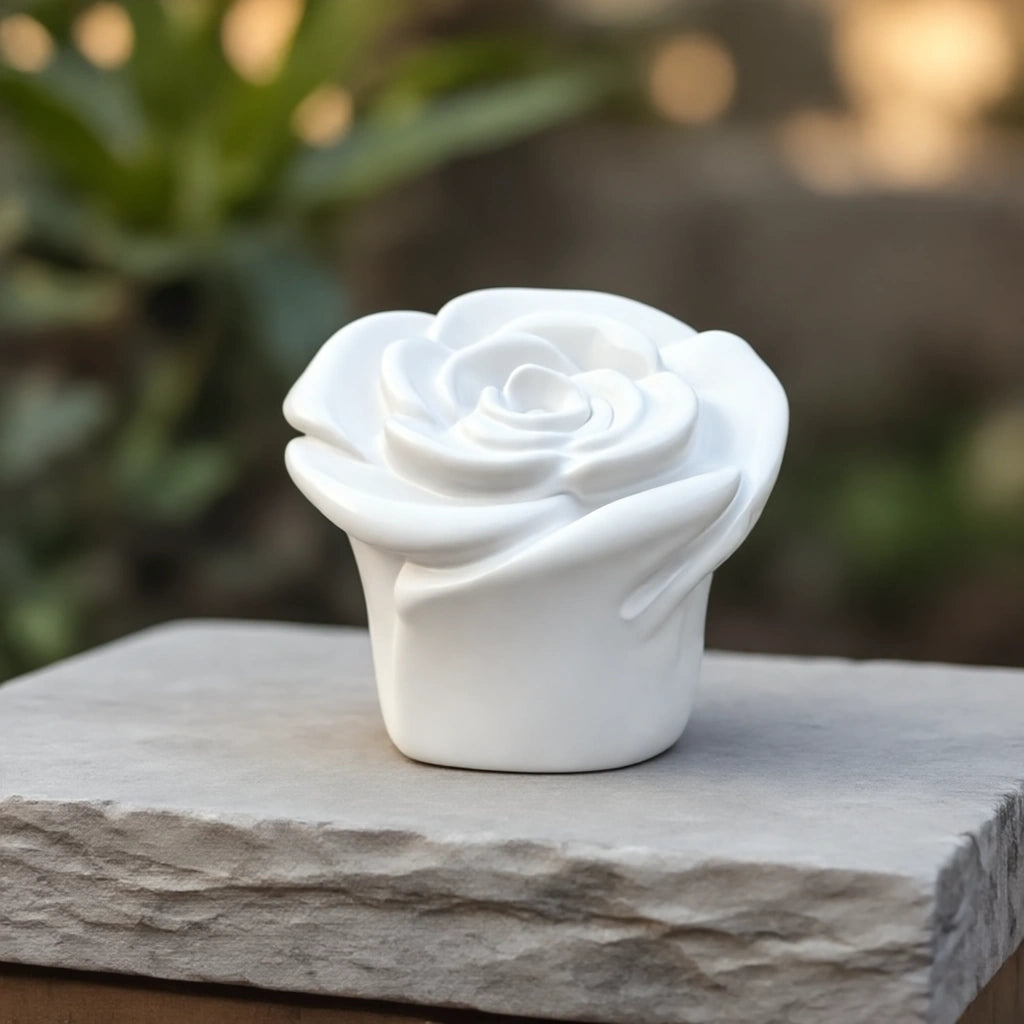 Rose Keepsake Urn for Ashes in White