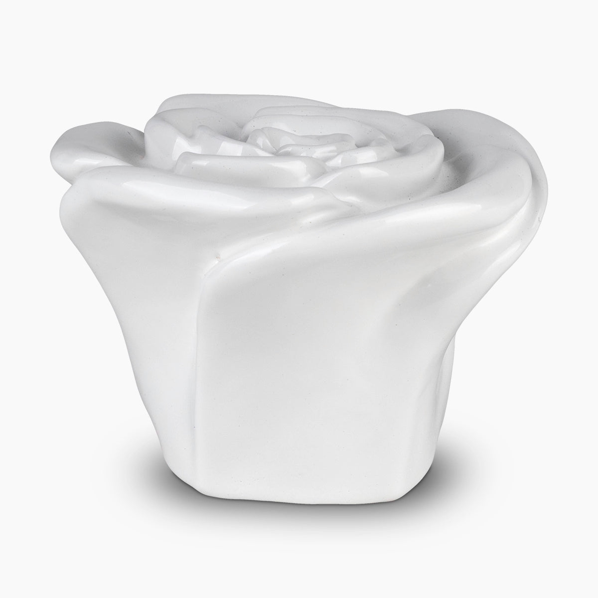 rose keepsake urn for ashes in white side view