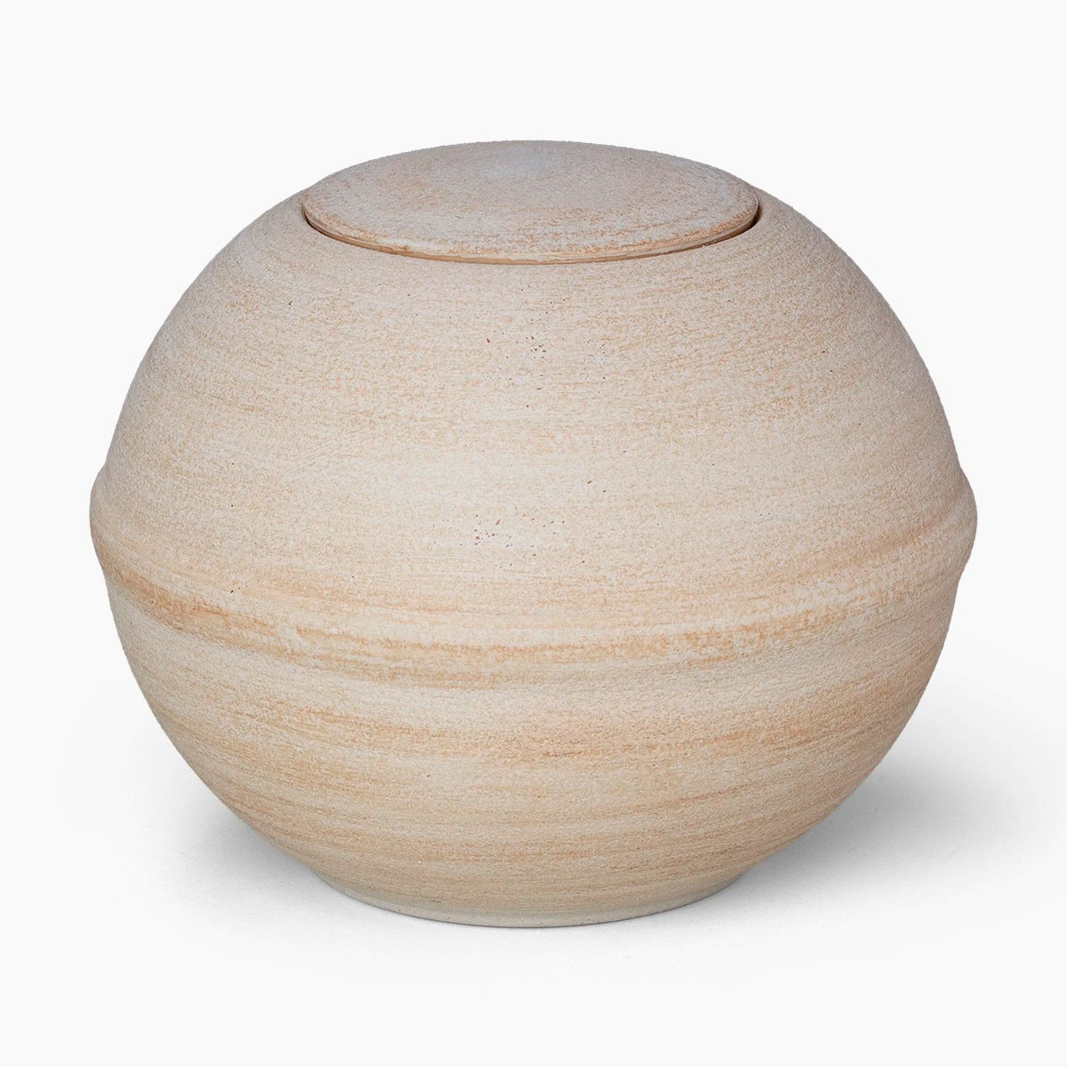 round adult biodegradable urn for ashes in sand
