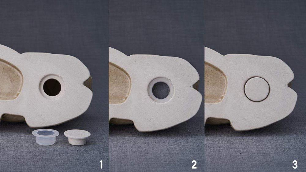 Sitting Cat Urn For Ashes In White Base