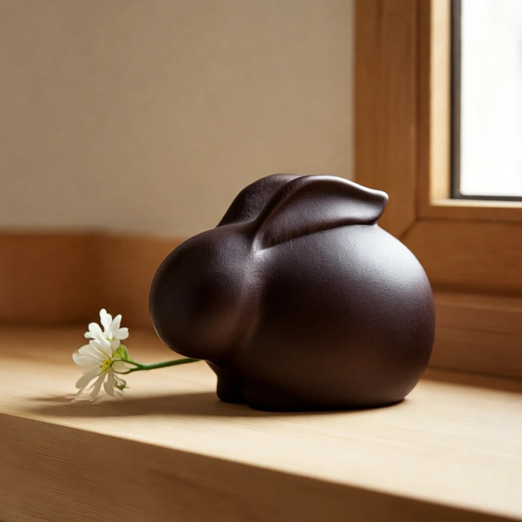 Sleeping Rabbit Pet Urn for Ashes in Bronze