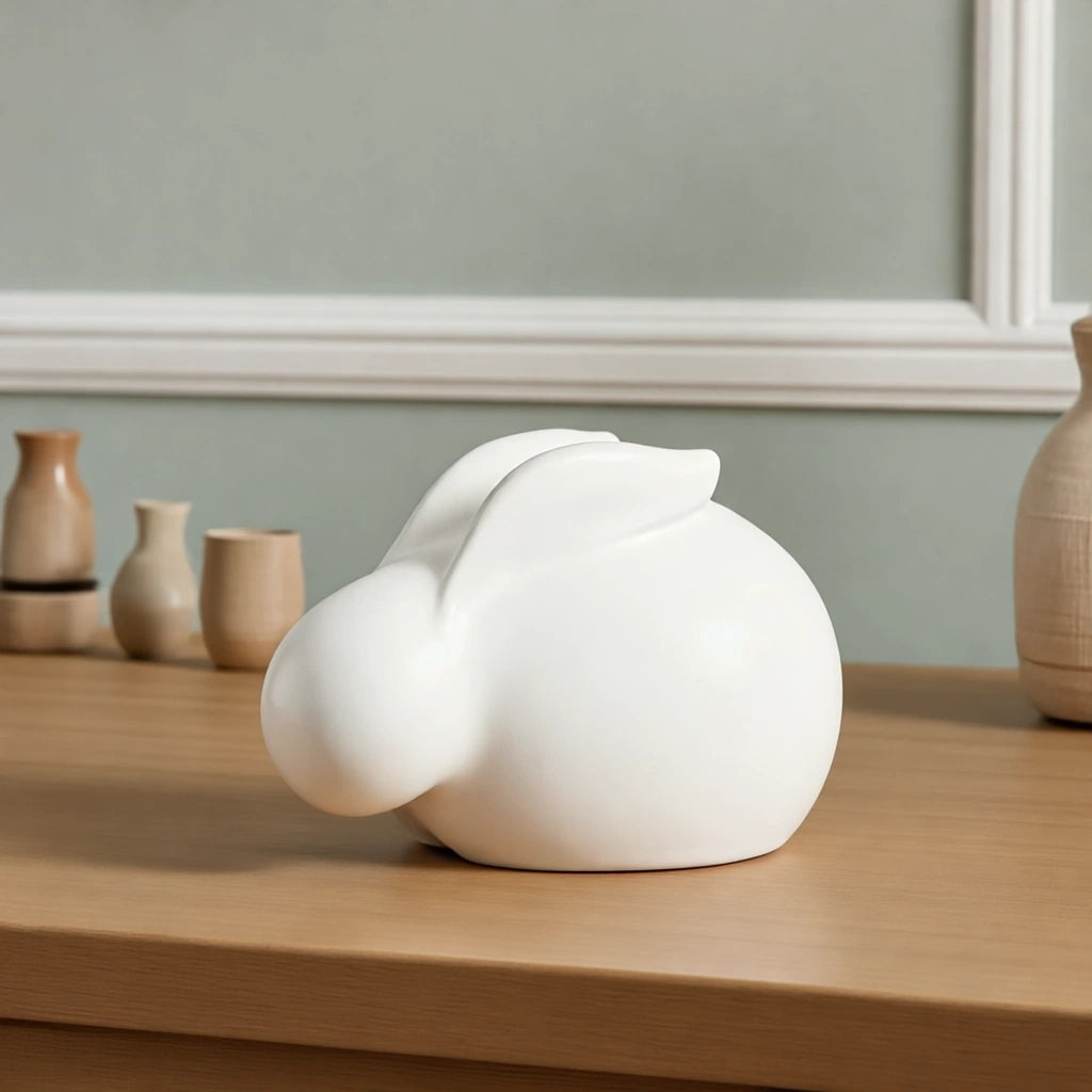 Sleeping Rabbit Pet Urn for Ashes in White