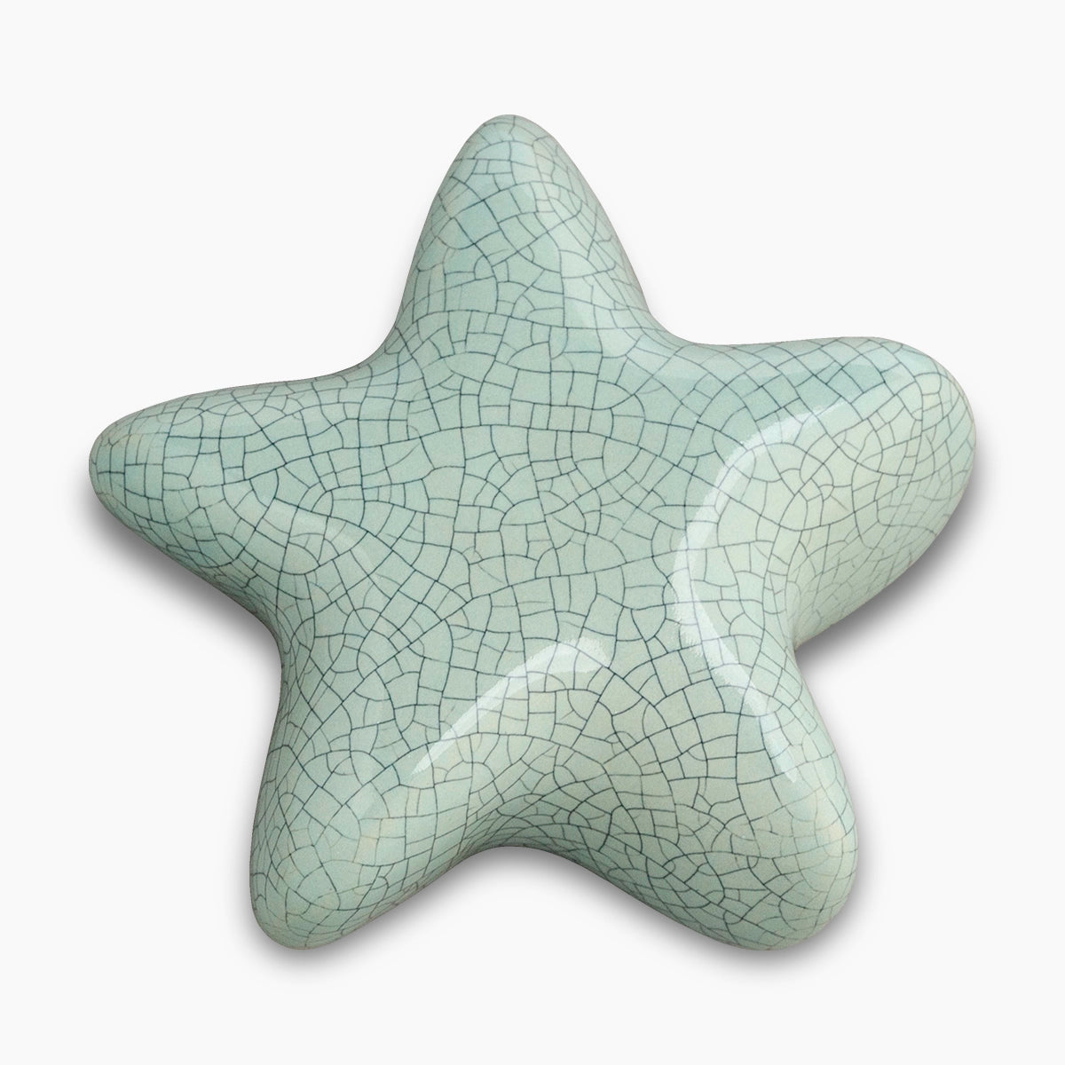 star keepsake urn for ashes in green crackle glaze top view