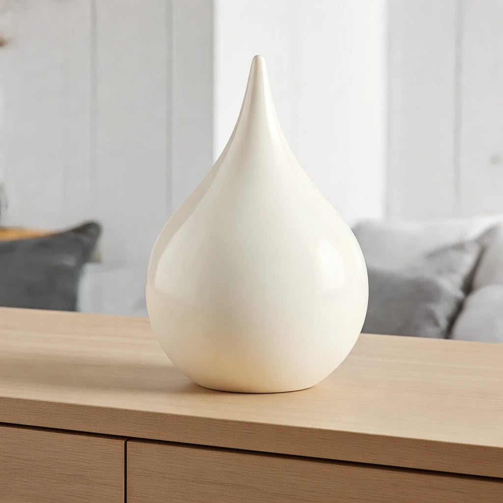 Teardrop Keepsake Urn for Ashes in White