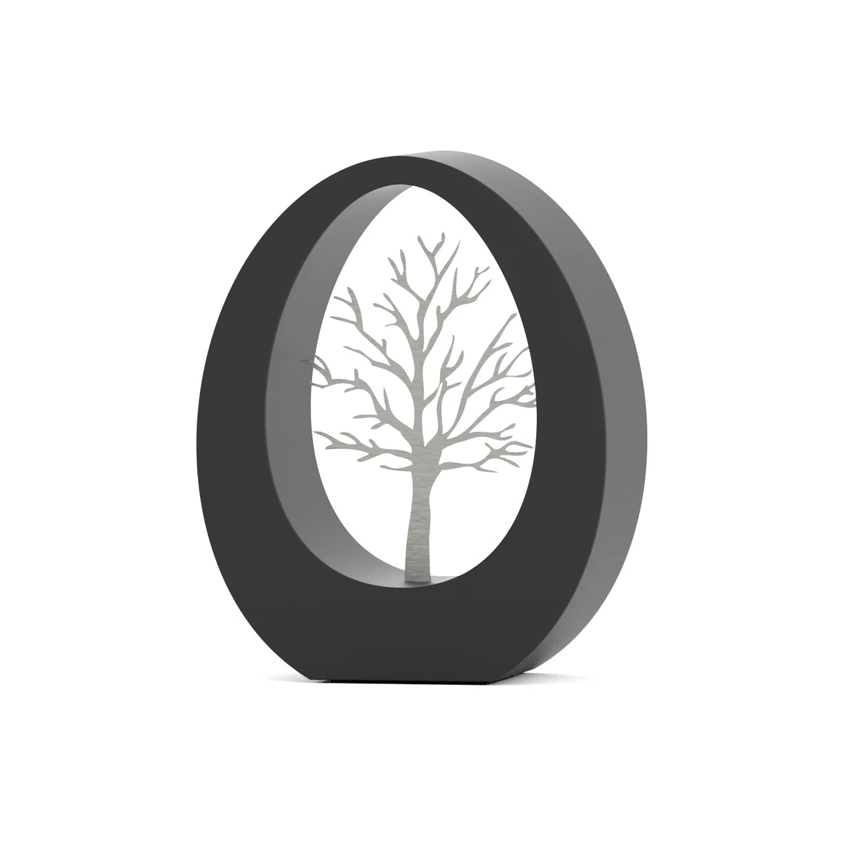 Tree of Life Small Urn for Ashes in Matte Black Stainless Steel