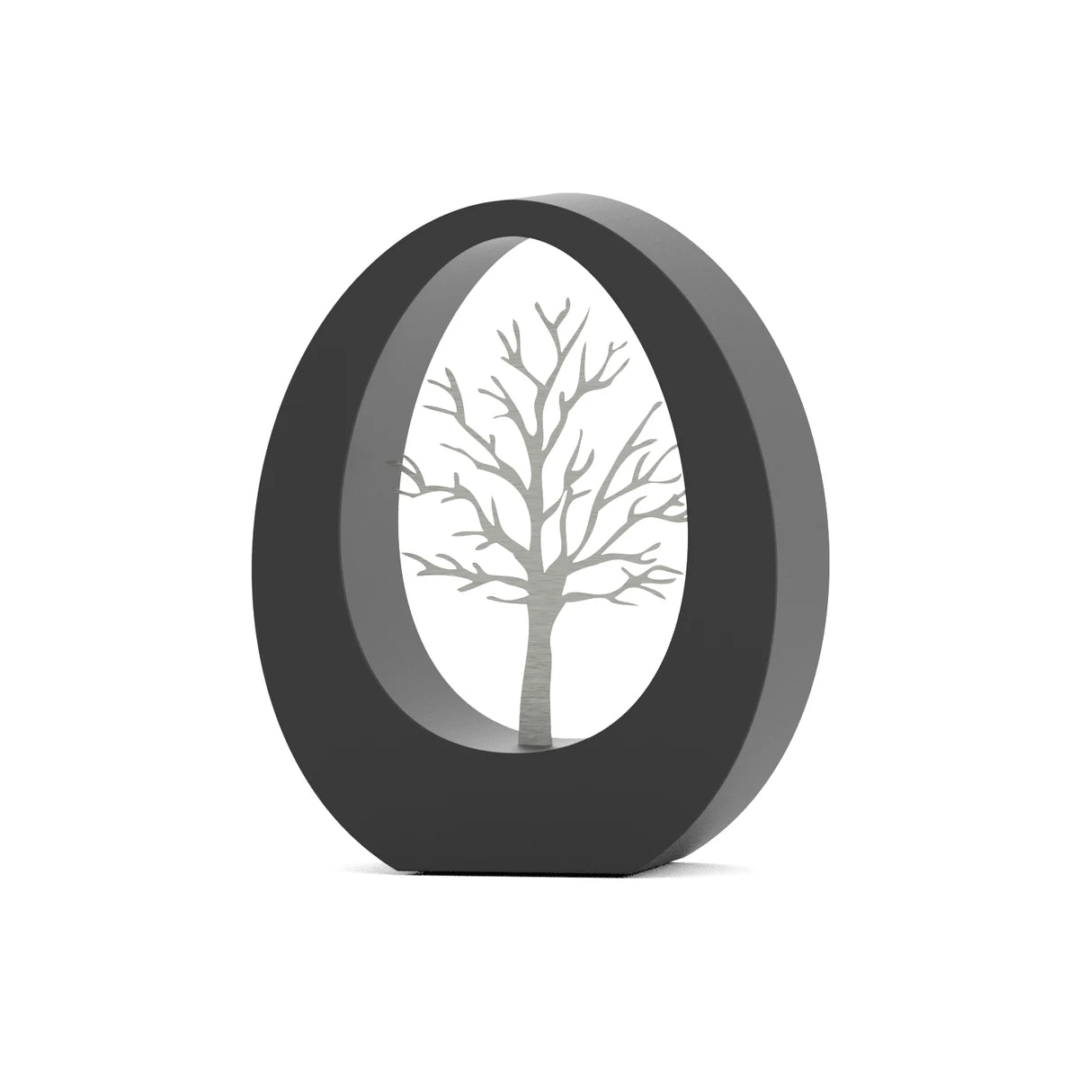 Tree of Life Small Urn for Ashes in Matte Black Stainless Steel