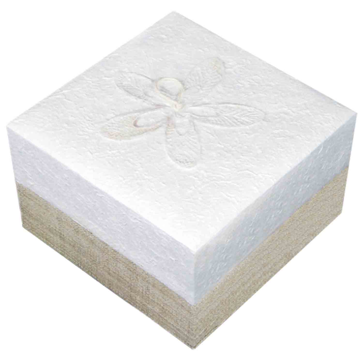 Embrace Biodegradable Urn for Ashes in White Hemp Small Lying Down