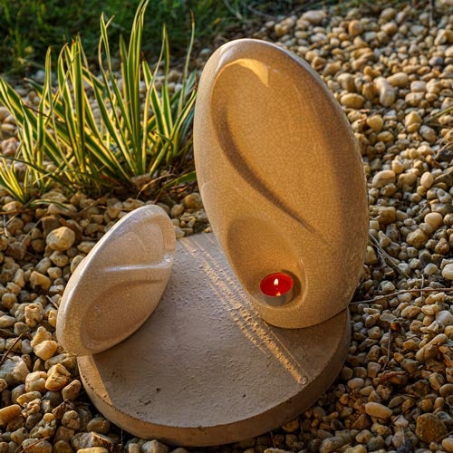 Infinity Cremation Urn for Ashes in Crackle Glaze Outside Top View