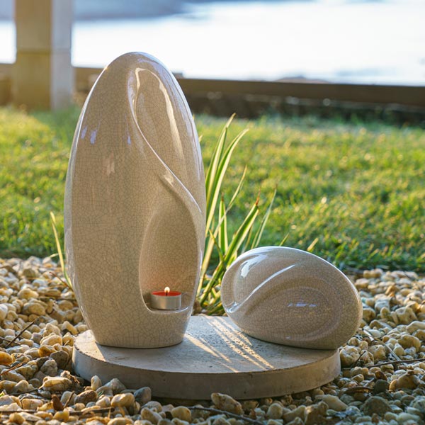 Infinity Cremation Urn for Ashes in Crackle Glaze Outside