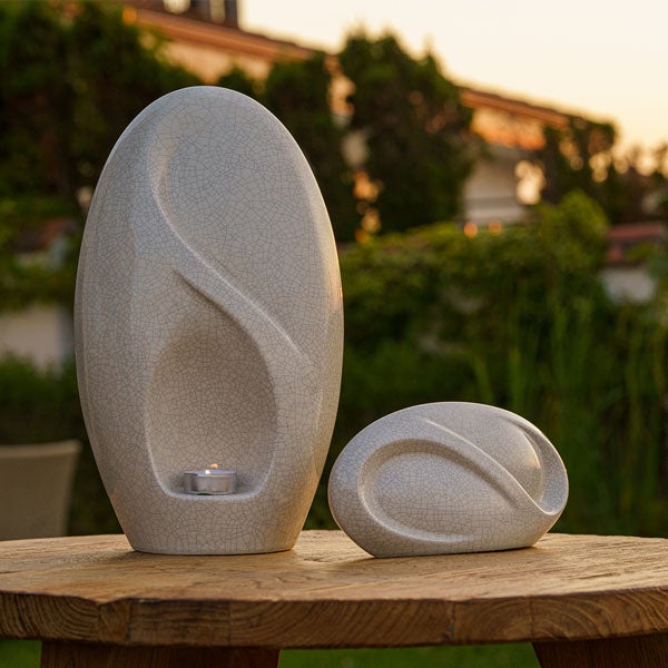 Infinity Cremation Urn for Ashes Crackle Glaze Sunrise