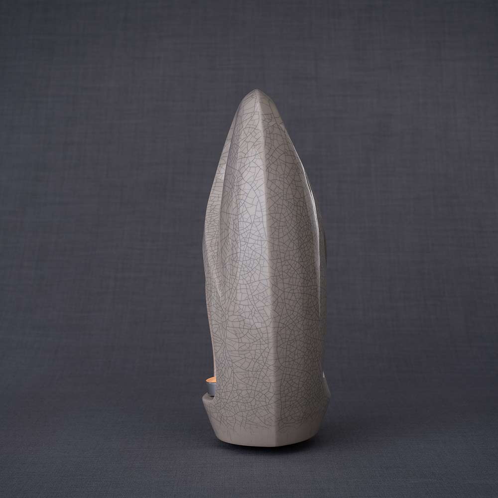 Infinity Cremation Urn for Ashes in Crackle Glaze Side View