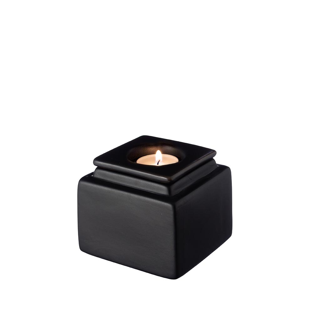 Lantern Candle Ashes Keepsake Urn Open with Candle