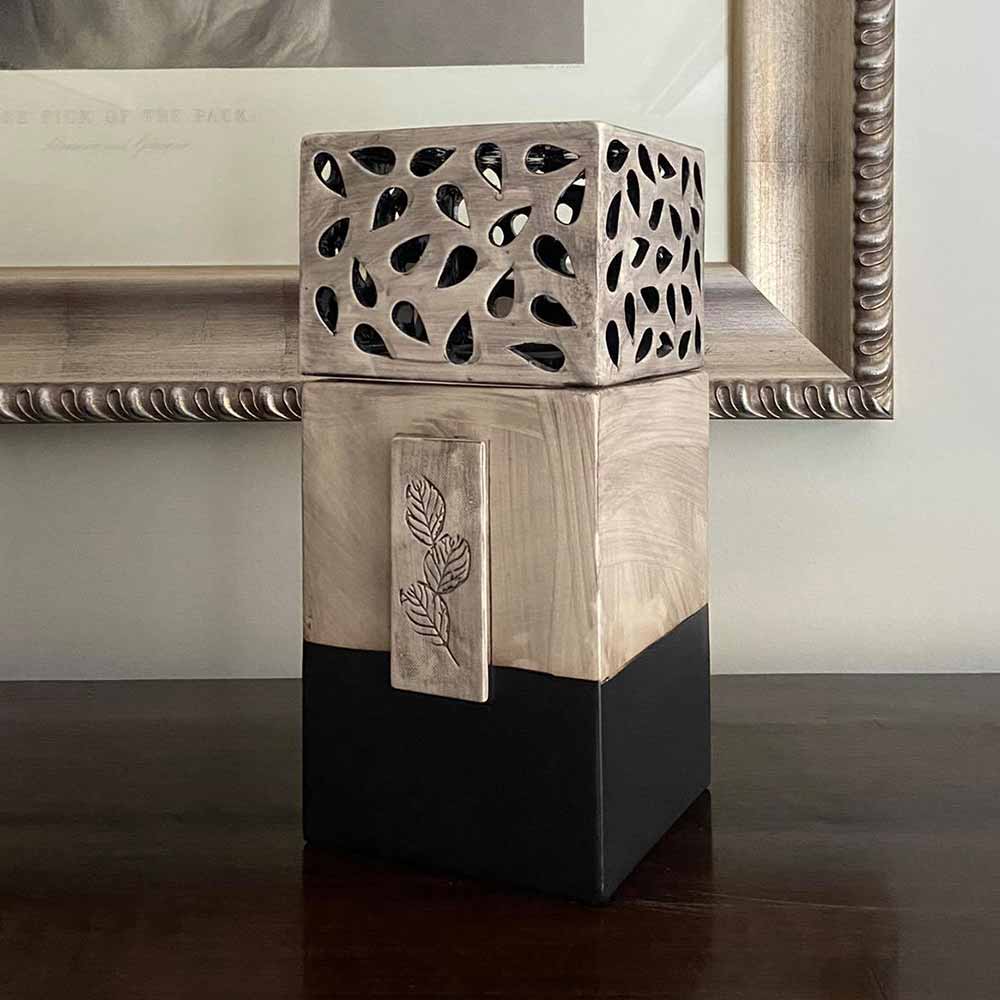 Lantern Candle Cremation Urn For Ashes On Cabinet