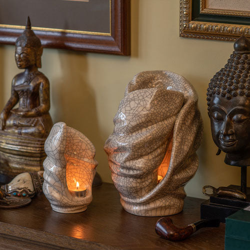 Light Ashes Keepsake Urn Range Crackle Glaze Lit Up