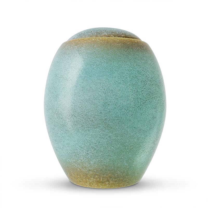 Ocean Blue Modern Cremation Urn for Ashes Front View