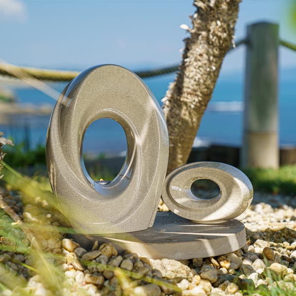 Passage Cremation Urn for Ashes Crackle Glaze Outside