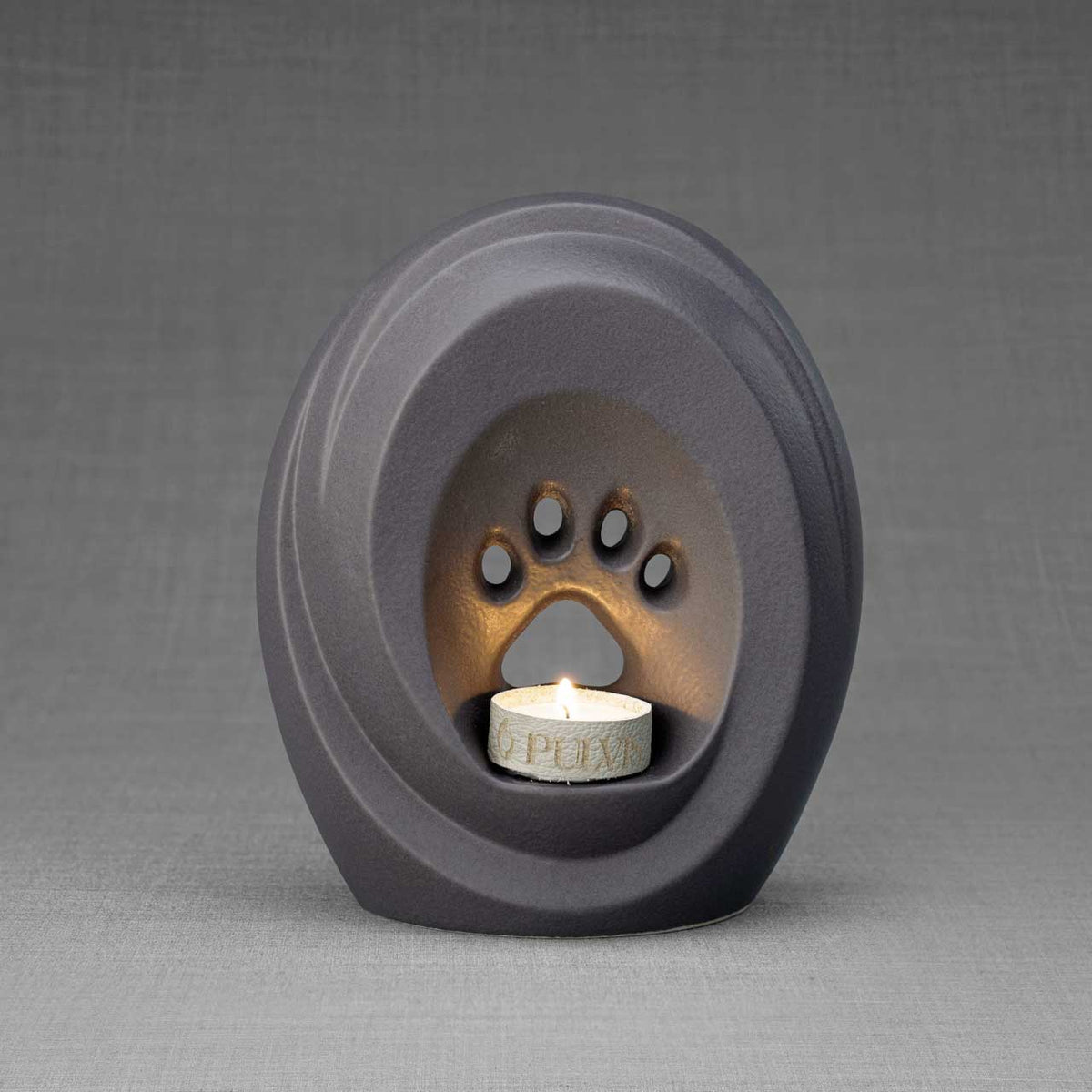 Paw Print Cremation Urn For Ashes Matte Grey Back View_Jpg