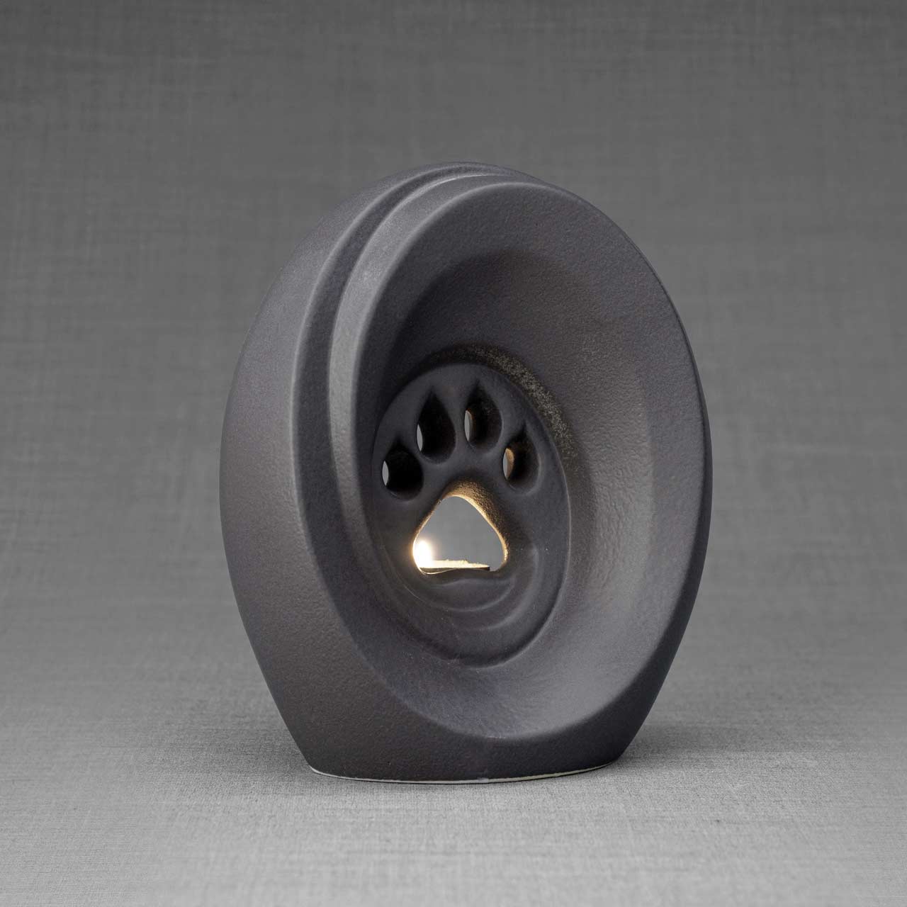 Paw Print Cremation Urn For Ashes Matte Grey Right View