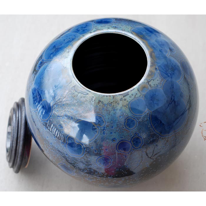 Sodalite Cremation Urn for Ashes - Adult Lid Off Top View
