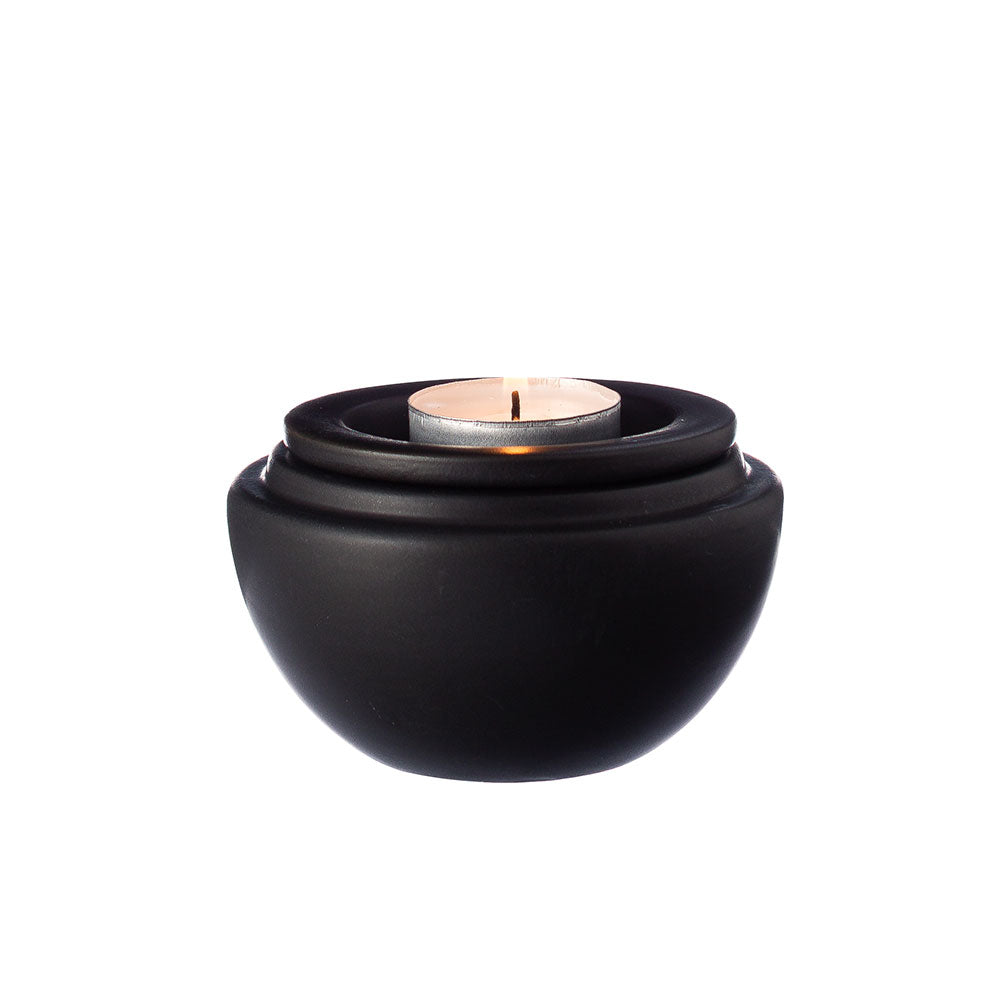 Teardrop Candle Sphere Ashes Keepsake Urn Open with Candle