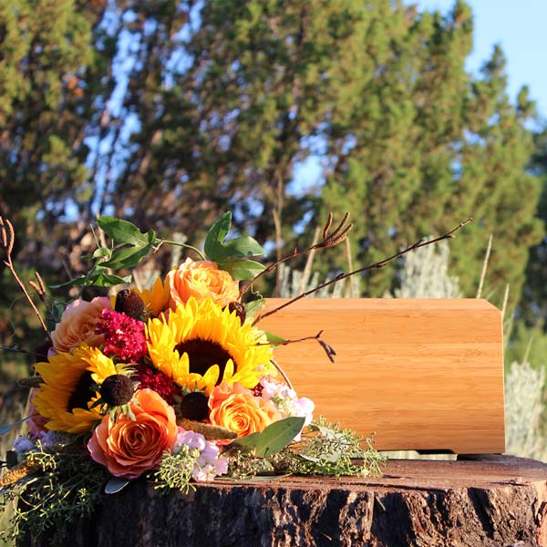 Tribute Solid Bamboo Cremation Urn for Ashes with Flowers