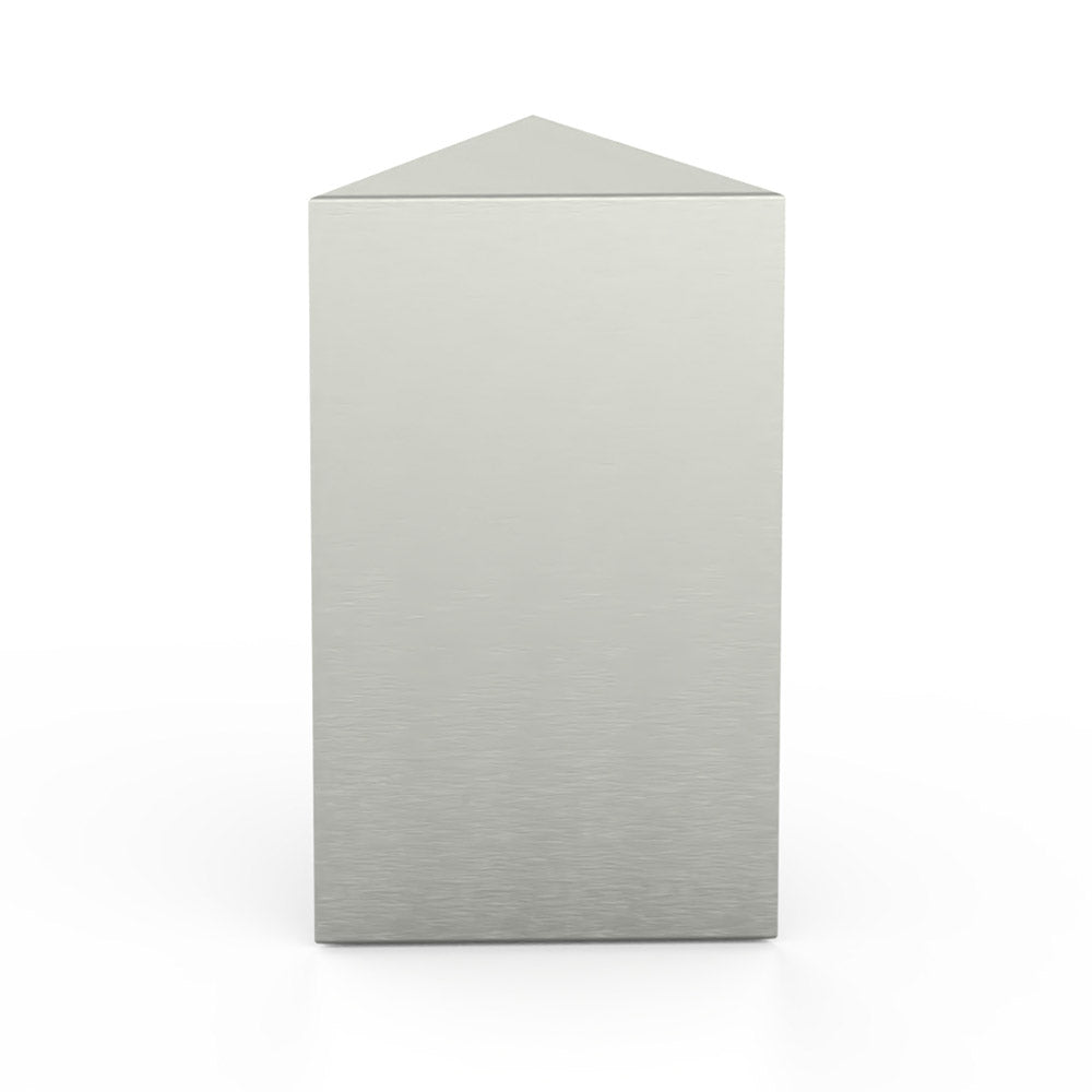 Trigon Cremation Urn for Ashes Adult in Stainless Steel Front View