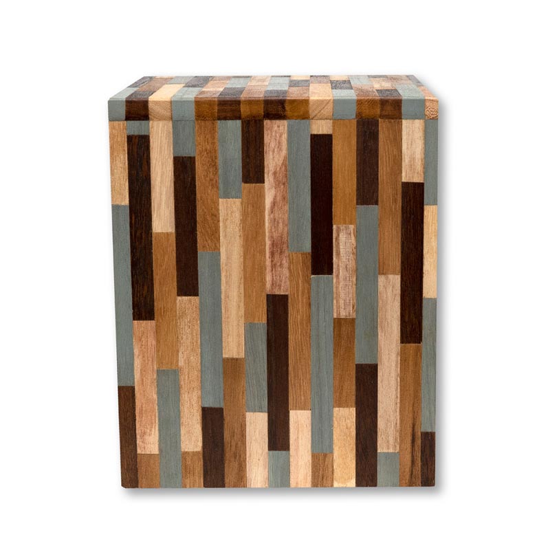 Vertical Eco-friendly Wooden Cremation Urn for Ashes Angled View