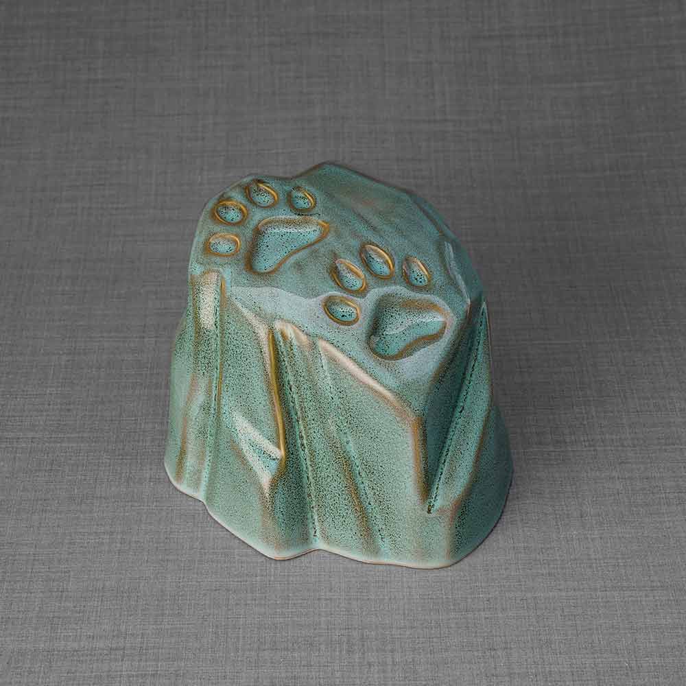 Paw Prints Dog Urn For Ashes Oily Green Left