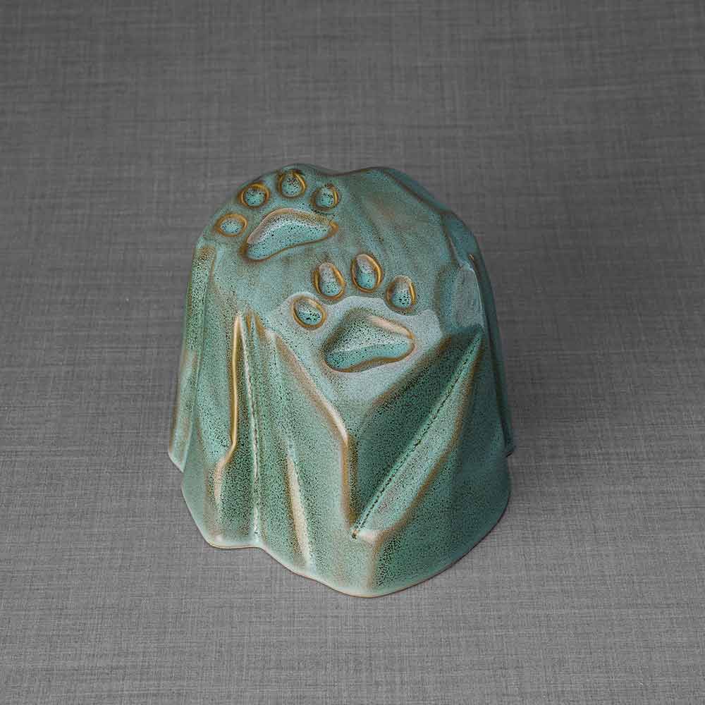 Paw Prints Dog Urn For Ashes Oily Green
