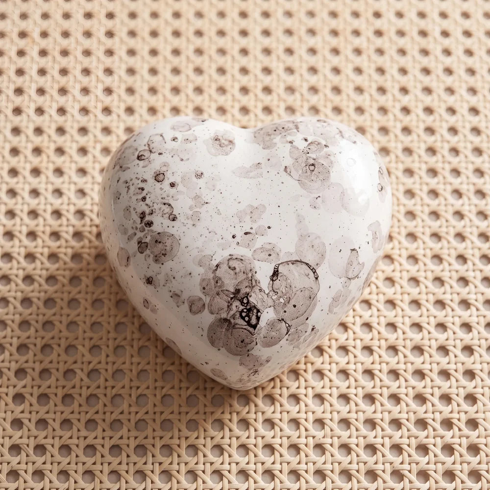 Big Heart Classic Urn for Ashes in White Marble