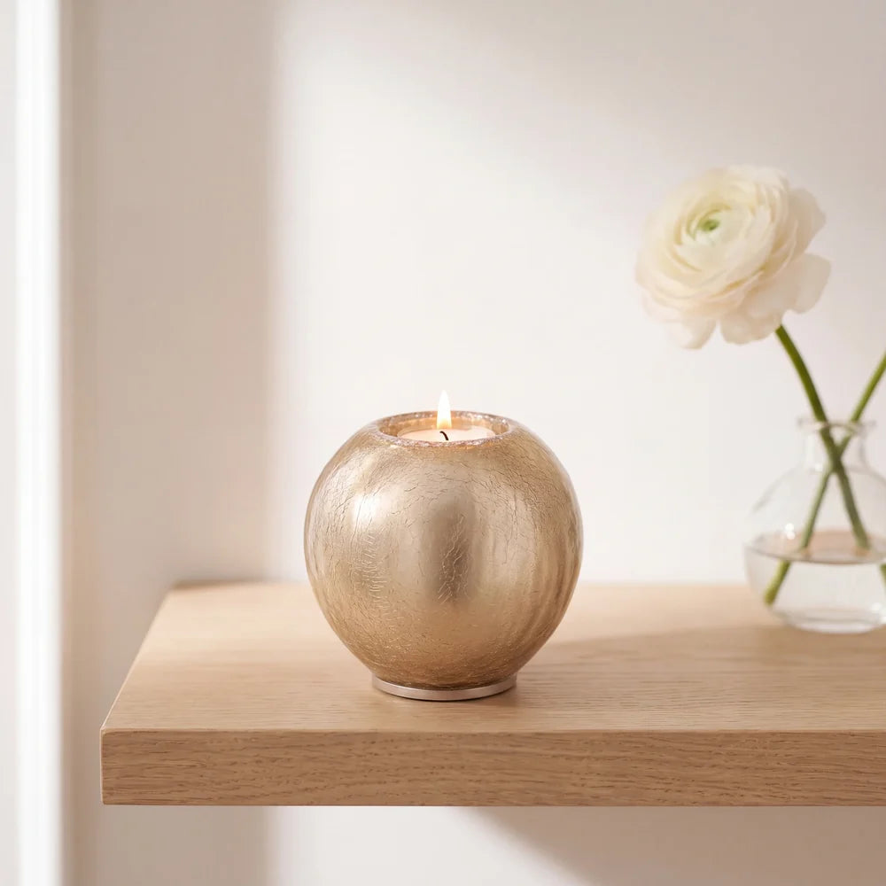 Crystal Candle Small Urn for Ashes in Champagne