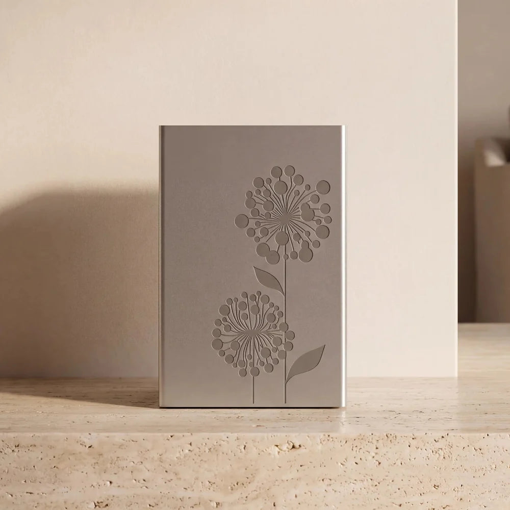 Floral Bulb Adult Cremation Urn for Ashes in Stainless Steel