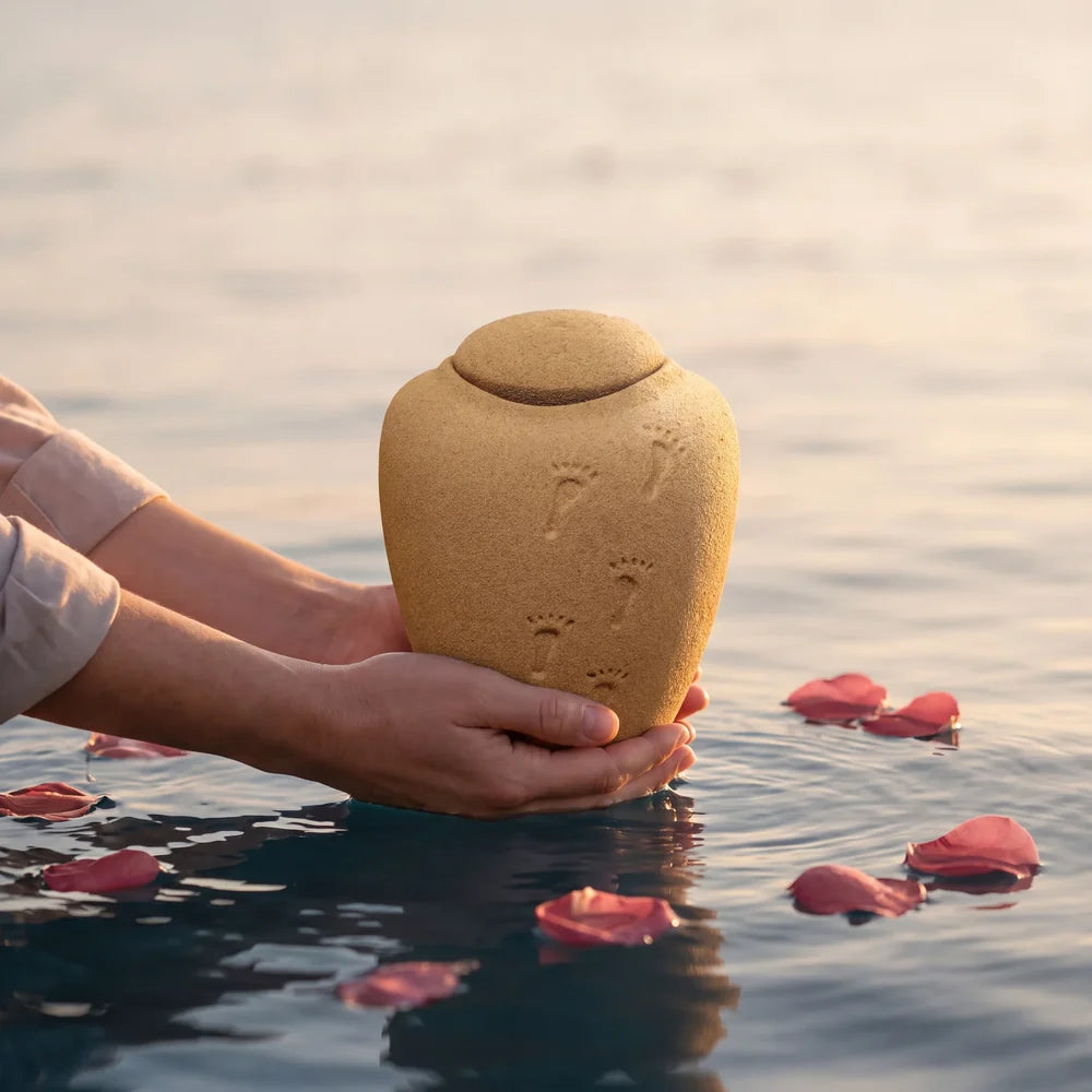 Oceane Sand Biodegradable Water Urn for Ashes - Small